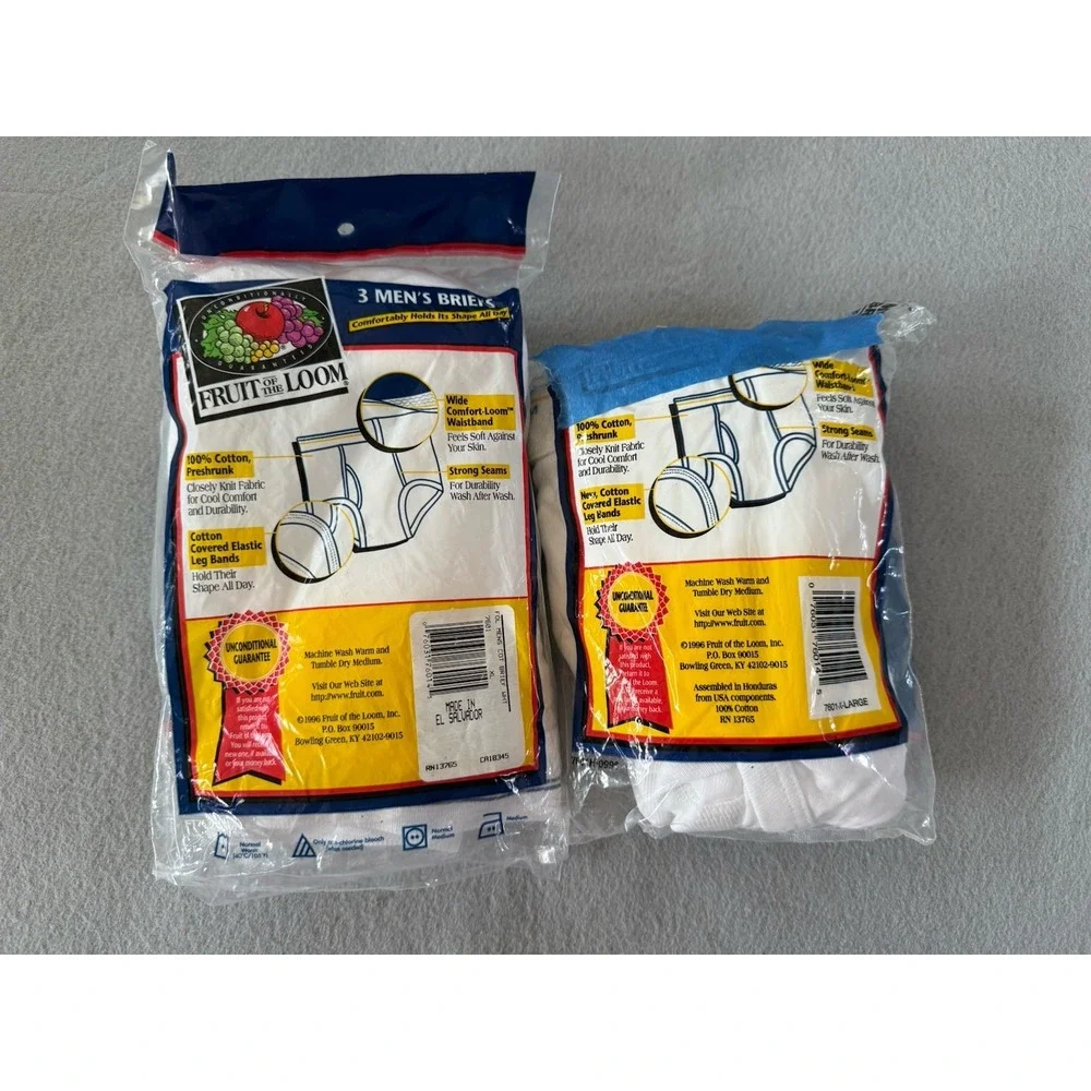 New VTG 1996 Fruit of the Loom FTL White Briefs XL (42-44) 2-3 Packs NOS